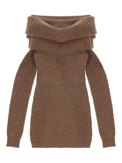 Entire Studios Bound Off-shoulder Sweater In Brown