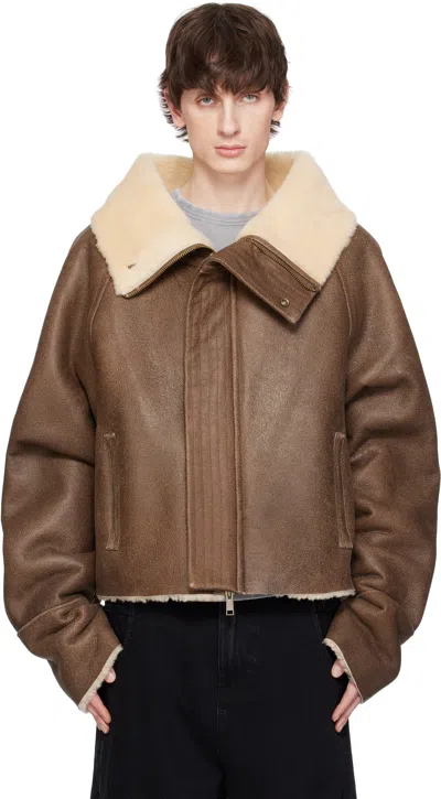 Entire Studios Brown Bulk Shearling Jacket In Corretto