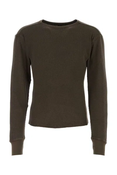 Entire Studios Cotton Sweater With Long Sleeves And Textured Fabric In Green