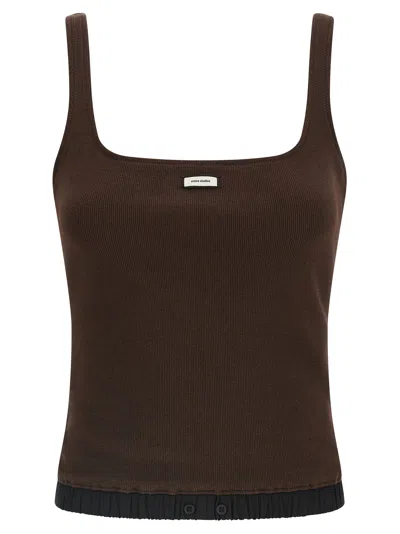 Entire Studios Brown Cotton Tank Women's Tops
