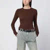 Entire Studios Brown Crewneck Cotton-blend Top In Brown