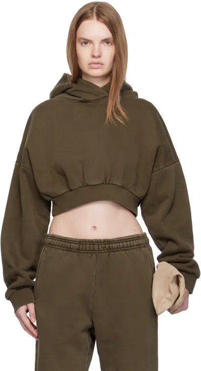 Entire Studios Brown Cropped Heavy Hoodie
