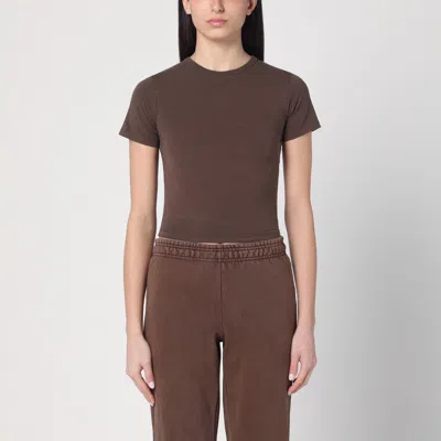 Entire Studios Brown Cropped Tshirt In Cotton