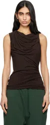 Entire Studios Brown Drape Tank Top In Brown