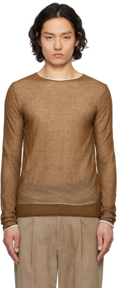 Entire Studios Brown Duplex Knit T-shirt In Himalaya