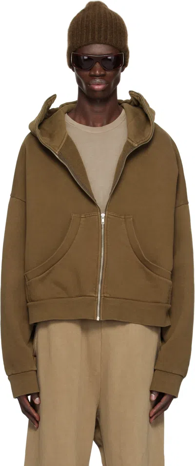 Entire Studios Brown Full Zip Hoodie In Brunette