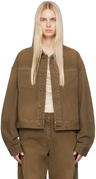Entire Studios Brown Gem Denim Jacket In Military Stone