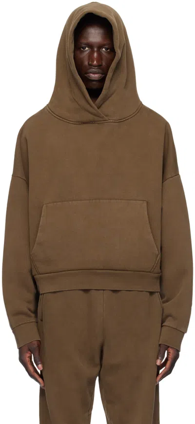 Entire Studios Brushed Cotton Full-zip Hoodie In Brown