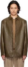 Entire Studios Brown Legacy Leather Shirt In Pecan