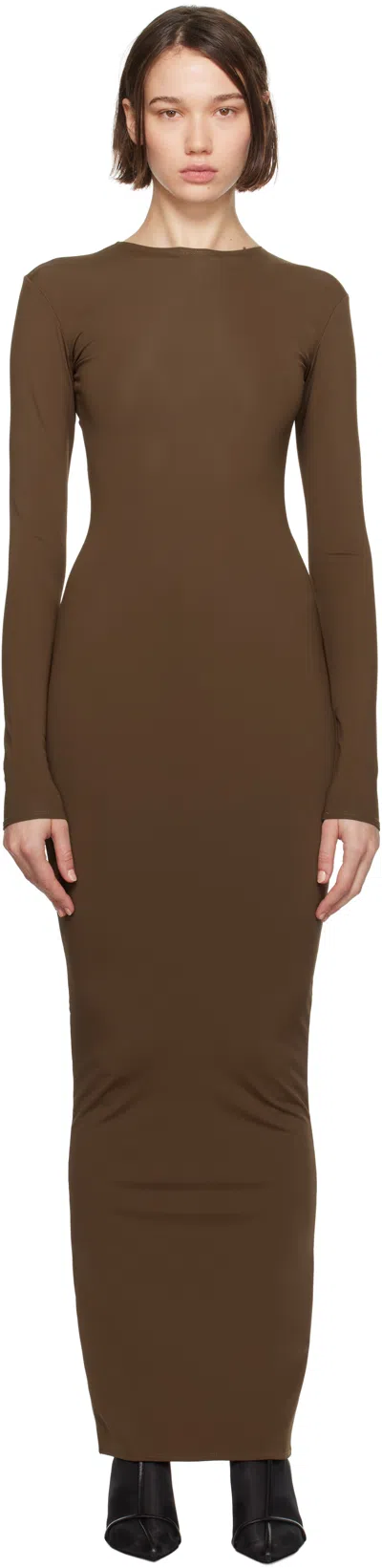 Entire Studios Maxi Bodycon Dress In Brunette