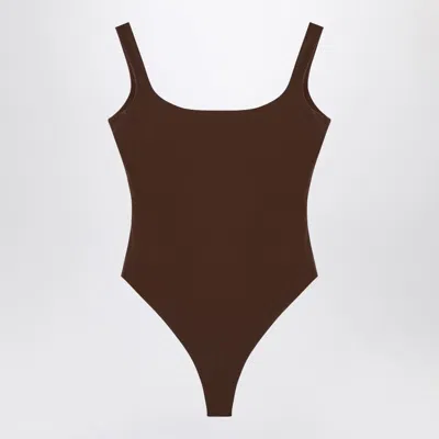 ENTIRE STUDIOS BROWN NYLON-BLEND BODYSUIT
