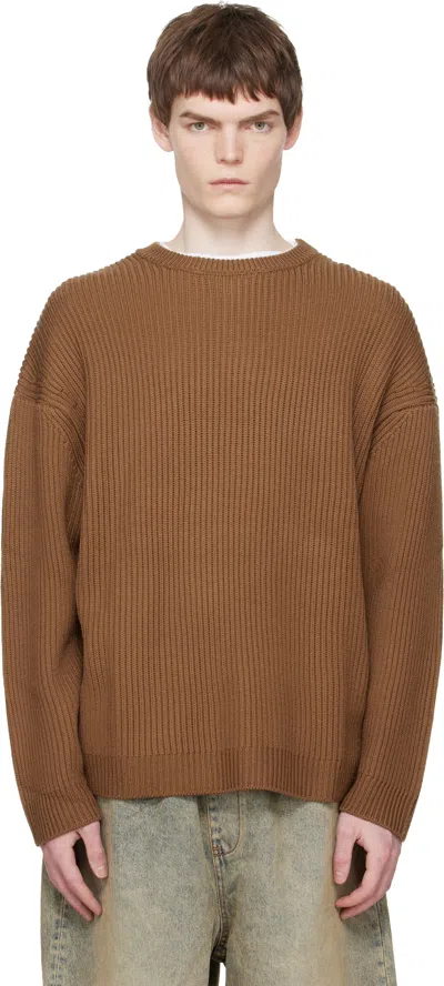 Entire Studios Brown Oversized Knit Crewneck Sweater