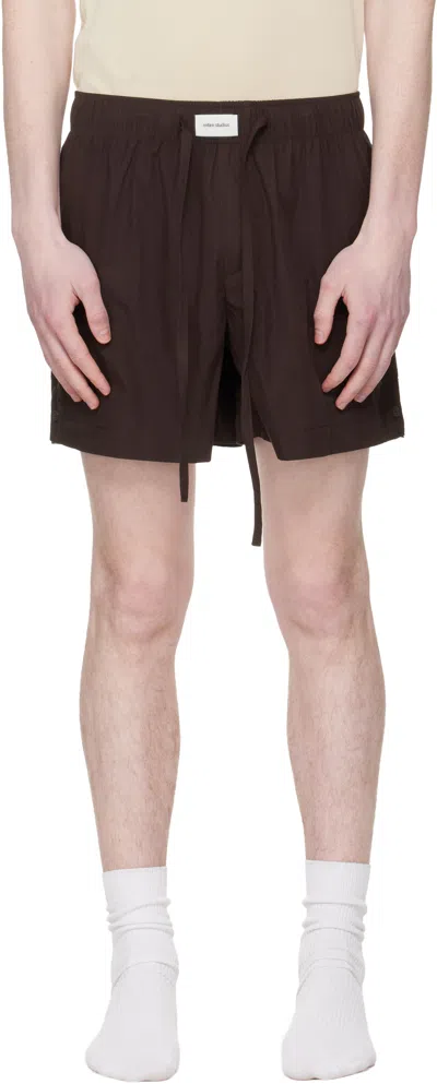 ENTIRE STUDIOS BROWN PAJAMA SHORTS