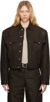 Entire Studios Brown Shrunken Denim Jacket In Mud