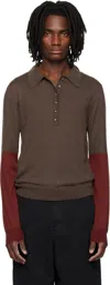Entire Studios Brown Split Sleeve Polo In Brown