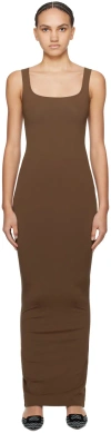 Entire Studios Brown Square Neck Maxi Dress In Brunette