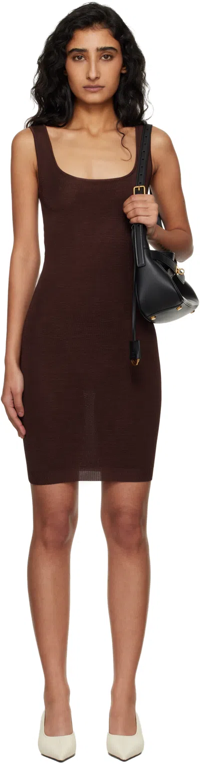 Entire Studios Brown Square Neck Minidress