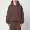 Entire Studios Oversize Cotton Sweatshirt With Hood And Kangaroo Pockets In Brown