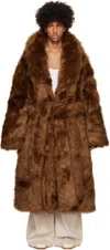 ENTIRE STUDIOS BROWN VAST FAUX FUR COAT