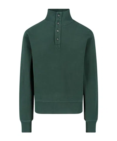 Entire Studios Button Mock-neck Sweater In Green