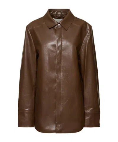 Entire Studios Button-down Leather Shirt In Brown