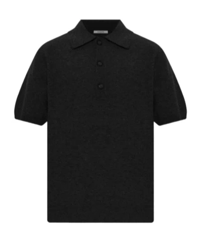 Entire Studios Buttoned Knit Polo Shirt In Black