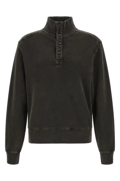 Entire Studios Buttoned Turtleneck Sweatshirt In Black