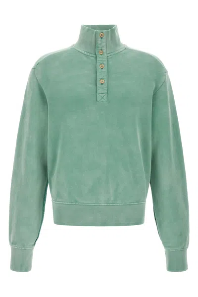 Entire Studios Cotton Buttoned Turtleneck Sweatshirt In Green