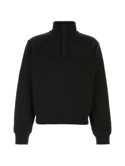 Entire Studios Button-up Funnel-neck Sweater In Black