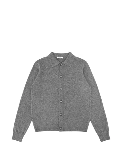 Entire Studios Button-up Polo-collar Cardigan In Gray