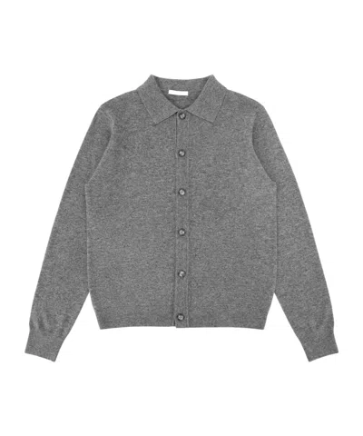 Entire Studios Button-up Polo-collar Cardigan In Gray