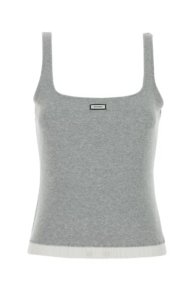 Entire Studios Grey Stretch Cotton Tank Top In Gray