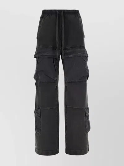 Entire Studios Cargo Cotton Joggers Drawstring Detail In Black