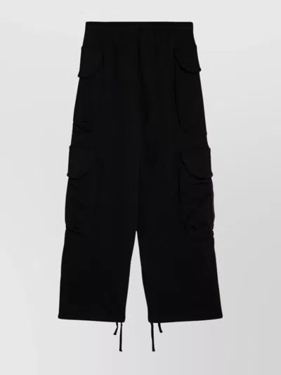 Entire Studios Cargo Trousers With Elastic Waistband And Drawstring Hem In Black
