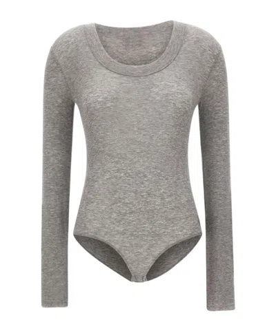 Entire Studios Circle Neck Long Sleeve Bodysuit In Gray