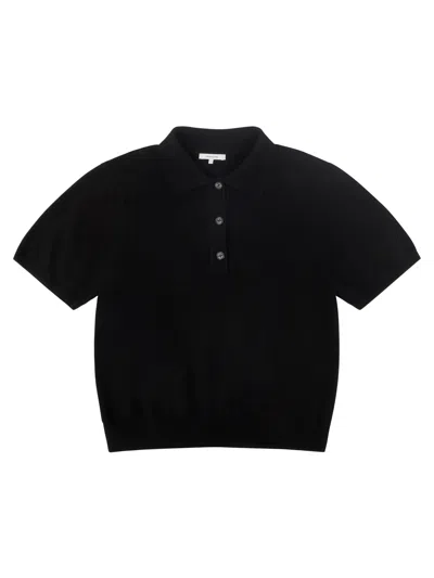 Entire Studios Classic Polo Shirt With Front Half Button Placket In Black