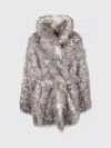 Entire Studios Womens Natural Juno Belted Faux-fur Coat In Brown