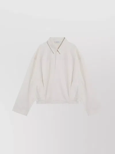 ENTIRE STUDIOS COLLARED COTTON SHIRT ELASTICATED HEM LONG SLEEVES
