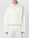 Entire Studios Collared Neck Denim Jacket Side Pockets In White