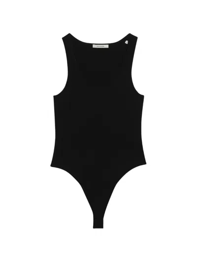Entire Studios Black Viscose Jersey Bodysuit