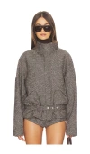 Entire Studios Contrast Aviator Jacket In Gray