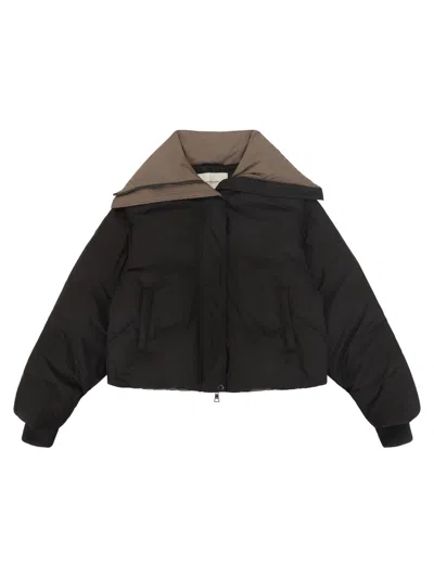 Entire Studios Contrast Collar Jacket With Ribbed Cuffs - Size S In Black