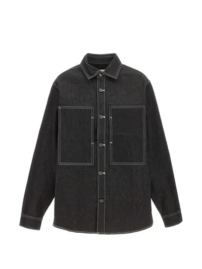 Entire Studios Contrast-stitch Denim Shirt In Black
