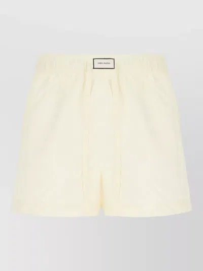 Entire Studios Cotton Bermuda Shorts Elastic Waistband Back Pocket In Yellow