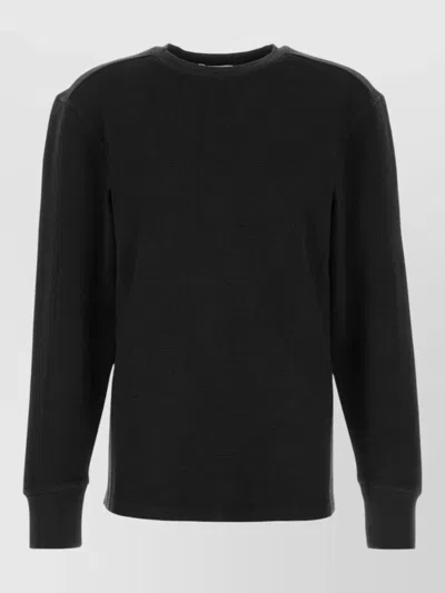 Entire Studios Cotton Crew Neck Long Sleeve Knit Top In Black