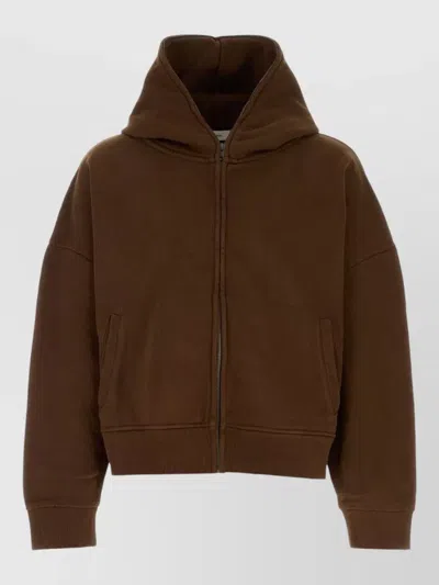 Entire Studios Cotton Hooded Sweatshirt Front Pockets In Brown