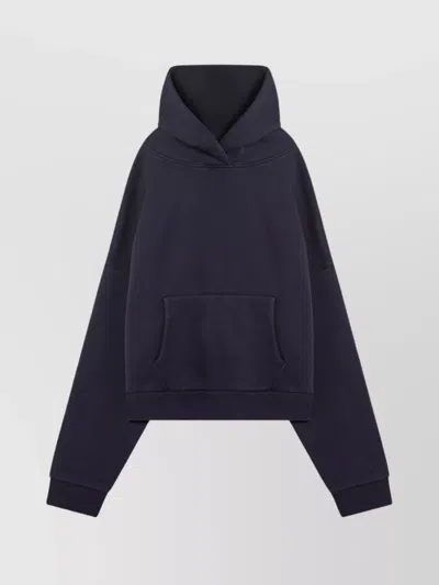 Entire Studios Cotton Hooded Sweatshirt Kangaroo Pocket Ribbed Cuffs In Blue