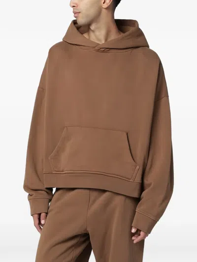 Entire Studios Mens Brunette Boxy-fit Faded-wash Cotton-jersey Hoody In Brown