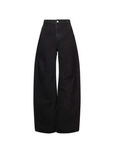 Entire Studios Cotton Logo-patch Tapered Jeans In Black