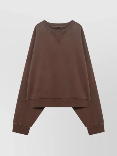 Entire Studios Cotton Sweatshirt With Drop Shoulders And Ribbed Finish In Brown